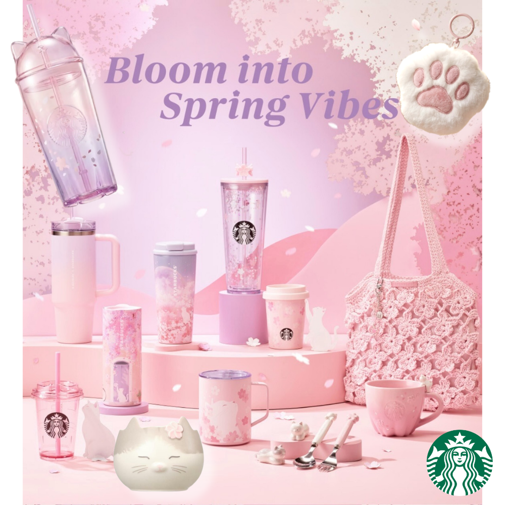 Starbucks Korea 2026 Cherry Blossom Cat MD Sakura Blooming Tumbler Bag Umbrella