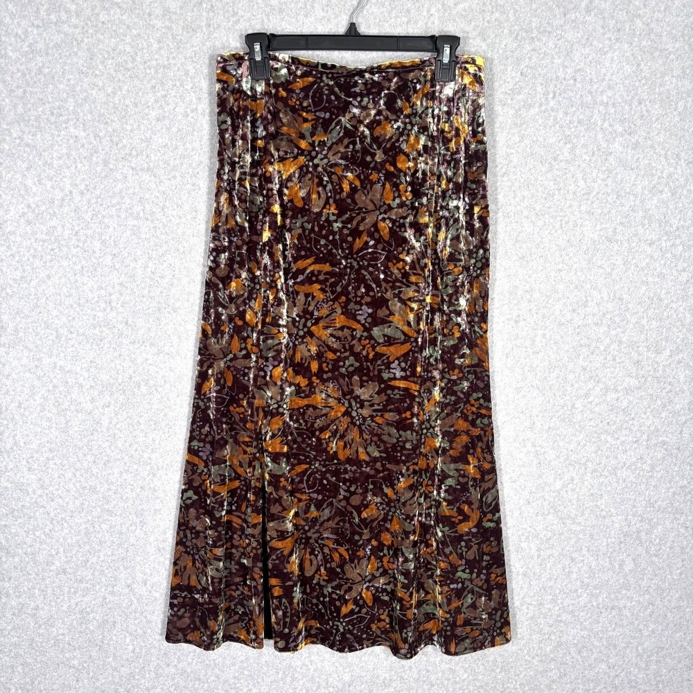 Vintage Velvet Maxi Skirt 8 Chocolate Fairy Forest Grunge Abstract Whimsigoth