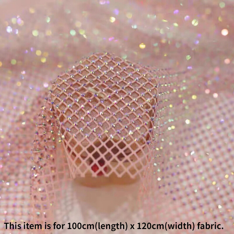 Glitter Fabric Crystal Rhinestone Net Elastic Net Cuttable for Dress Bag