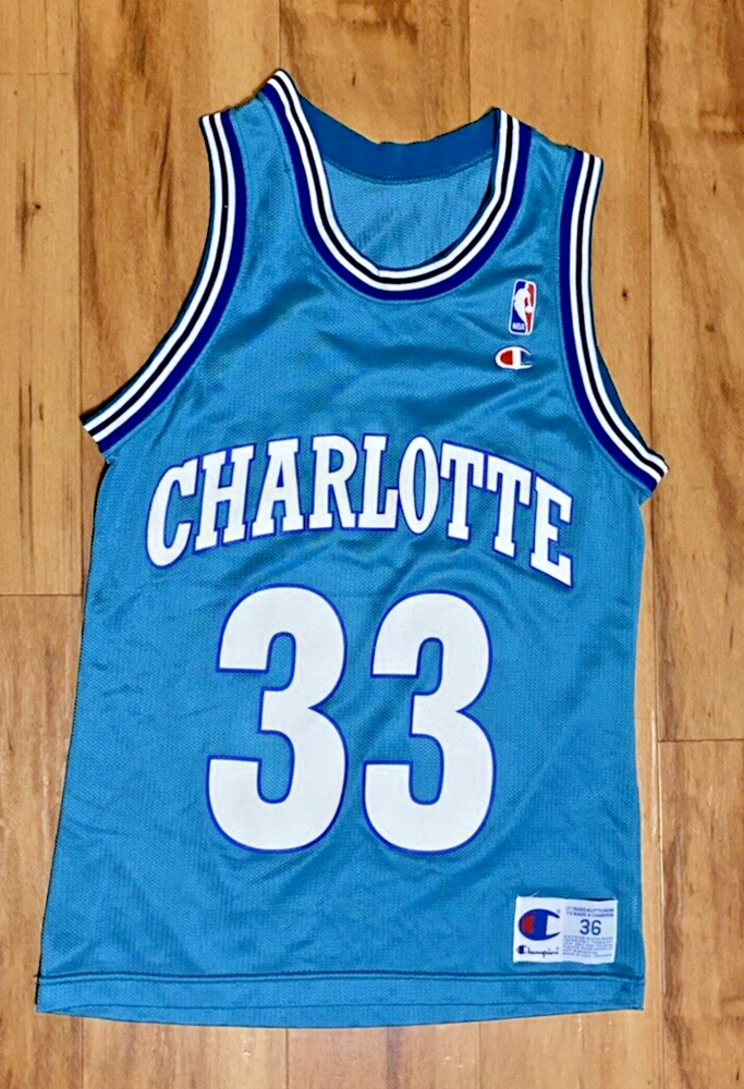 Vintage 90s Alonzo Mourning Charlotte Hornets Champion Basketball Jersey Size 36