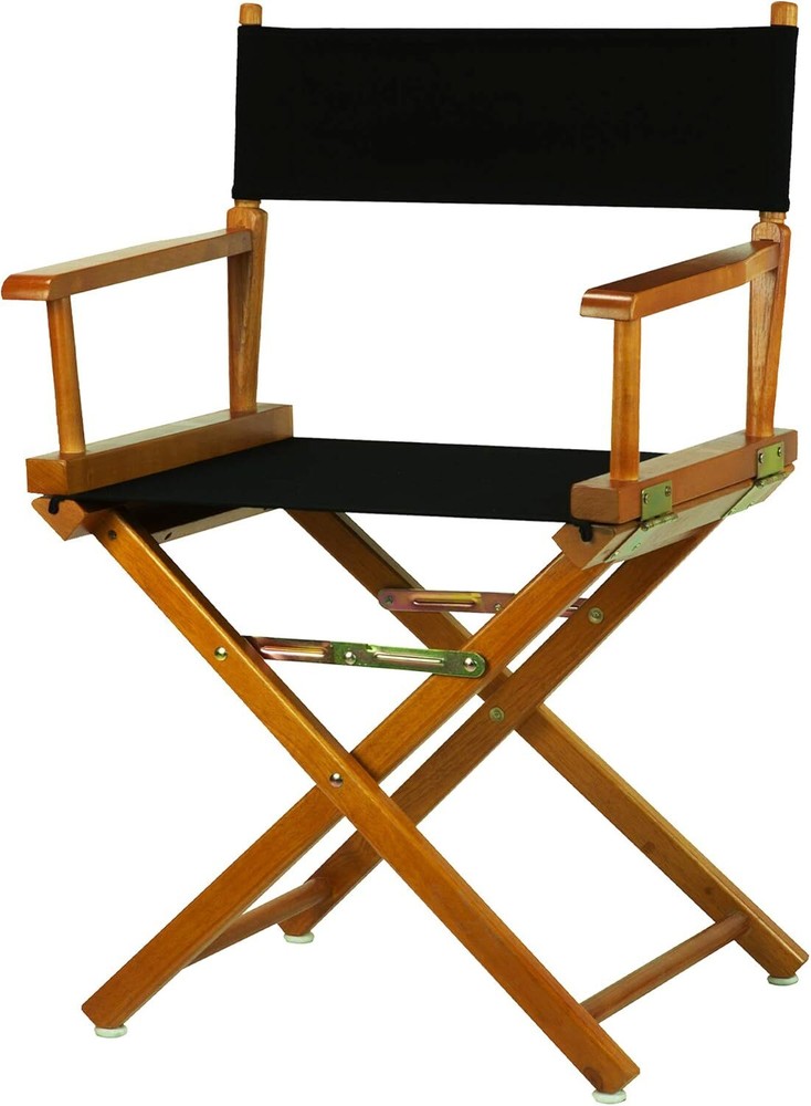 18-Inch Honey Oak Frame Director’s Chair with Black Canvas Seat