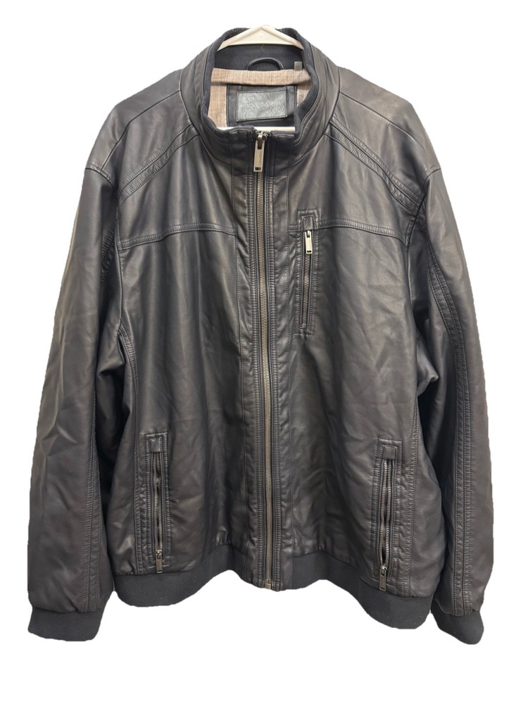 Men's Calvin Klein Big & Tall Navy Faux Leather Bomber Jacket XXL