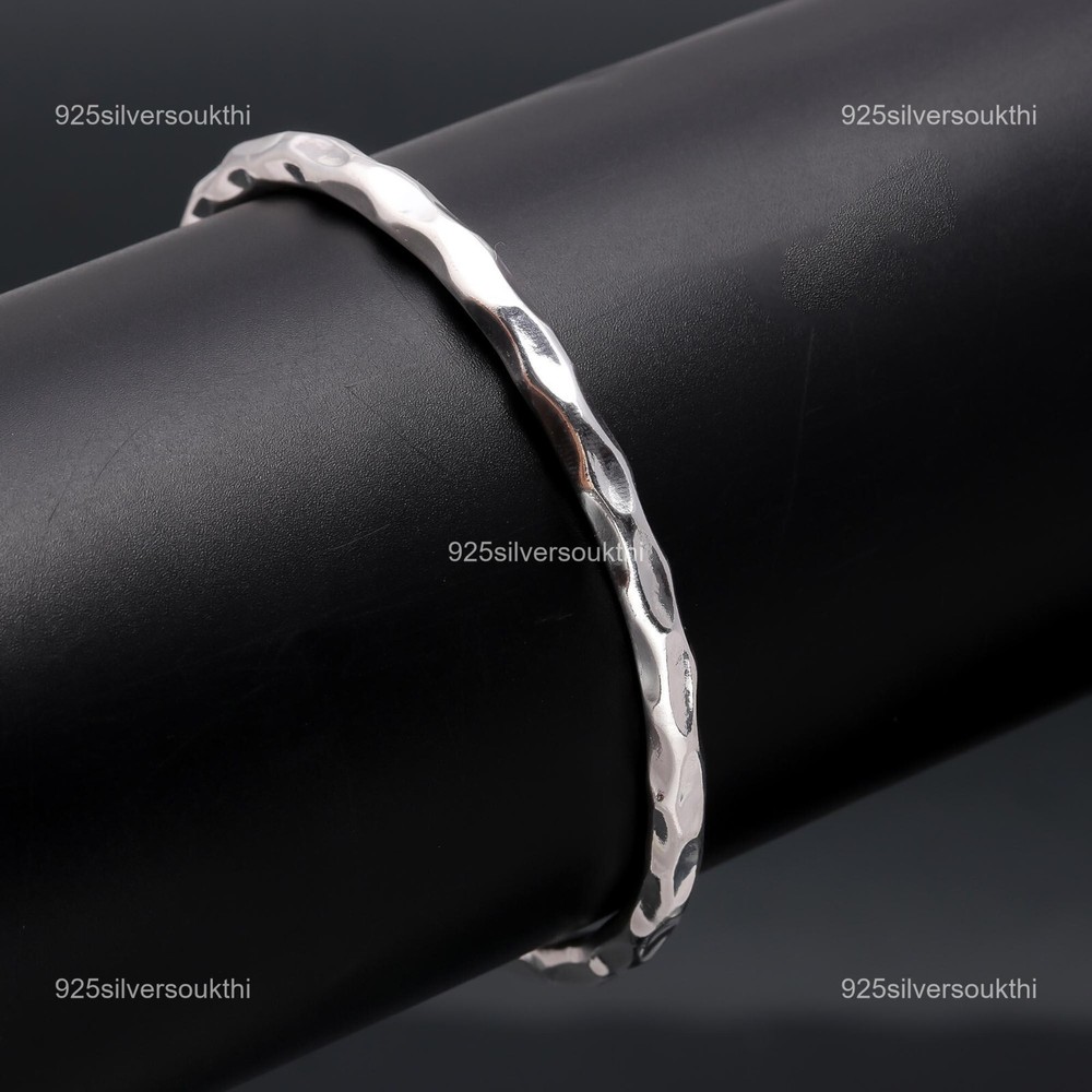 925 Silver Cyber Monday Hand Hammered Sister Birthday Artisan Anniversary Bangle-image