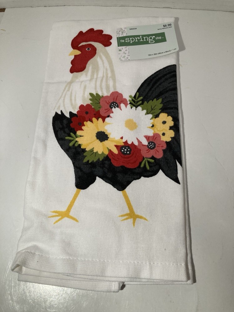 Floral Rooster Hand Towel 16x26 – Spring Shop New