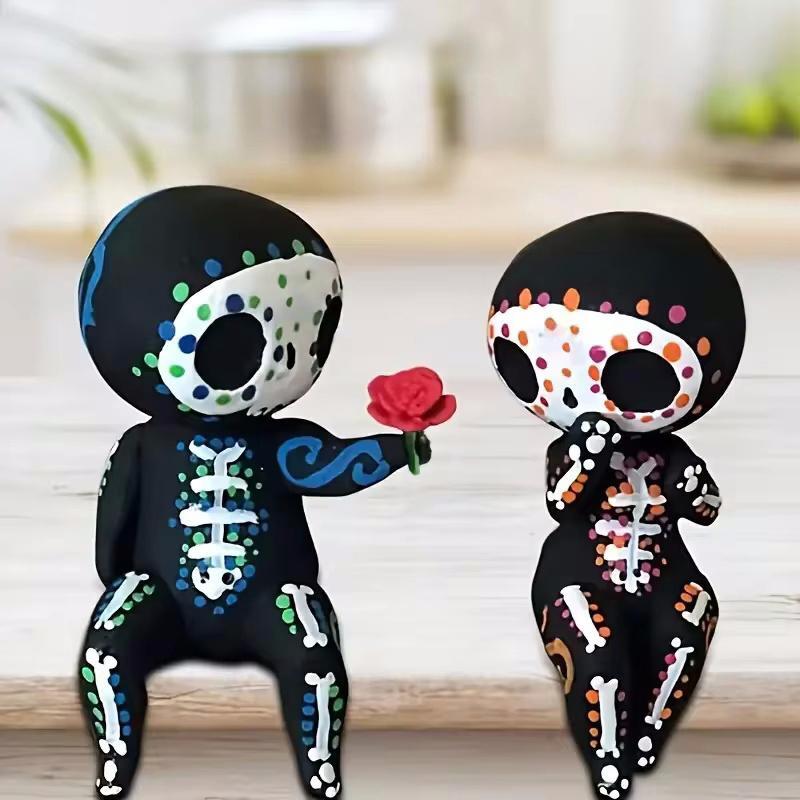 Figurines Family Skull Resin Smooth Small Modern Multicolor Free Stand Decor