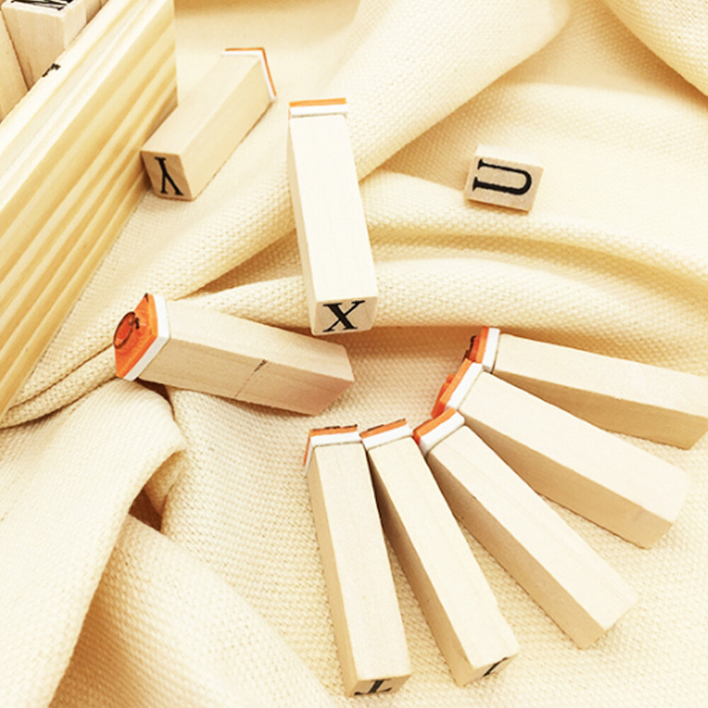 Large Alphabet Stamps Wooden Letter Photo Album Dye Ink Student