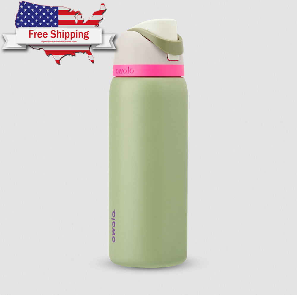 Owala FreeSip Stainless Steel Insulated Water Bottle, 32oz, Neo Sage.