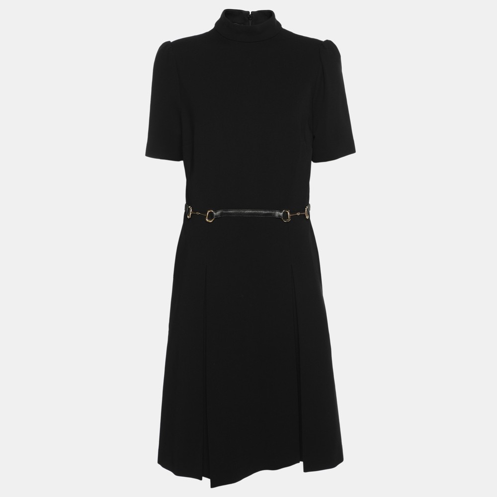 Gucci Black Stretch Crepe Mock Neck Knee-Length Dress M