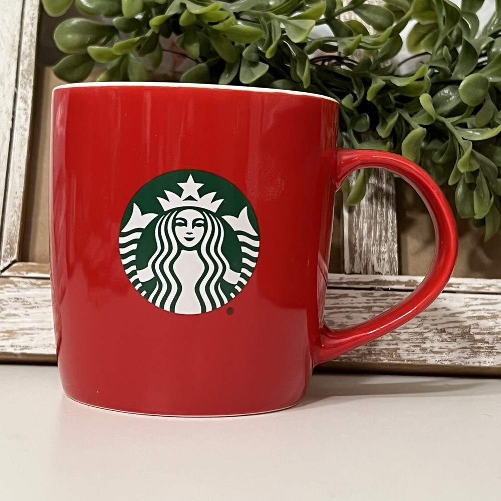 Starbucks 2021 Bold Red 11oz Ceramic Mug with Classic Mermaid Logo for Coffee or Tea