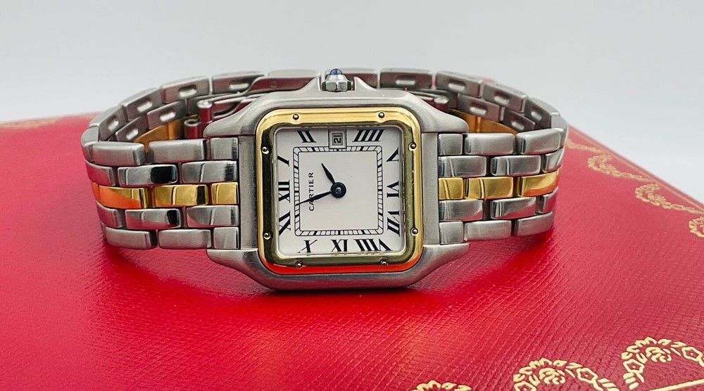 Cartier Panthere 18K Gold & Stainless Steel Quartz Date Watch & Box