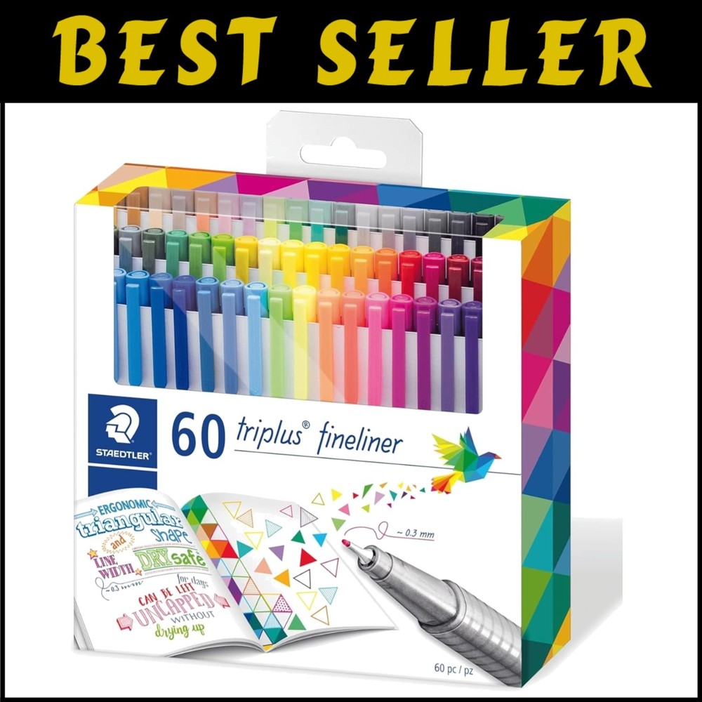 60-Piece Multicolor Fineliner Set with DRY SAFE Tech - 0.3mm Precision Tips