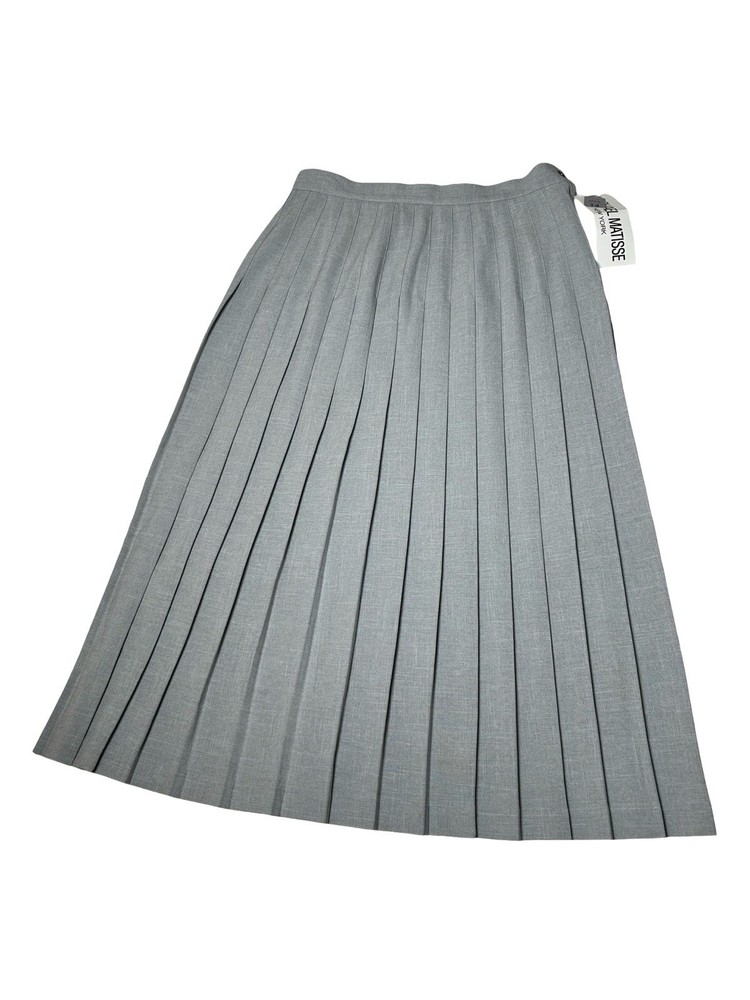 NWT VTG Pleated Skirt Sz 13/14 Gray Academia A-Line Preppy Modest Made In USA