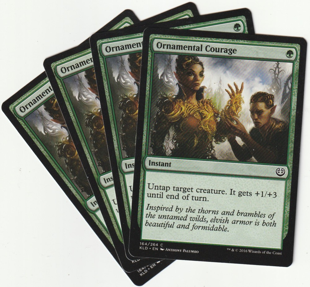 Magic The Gathering Ornamental Courage Green Instant Playset KLD/EN NM/EX