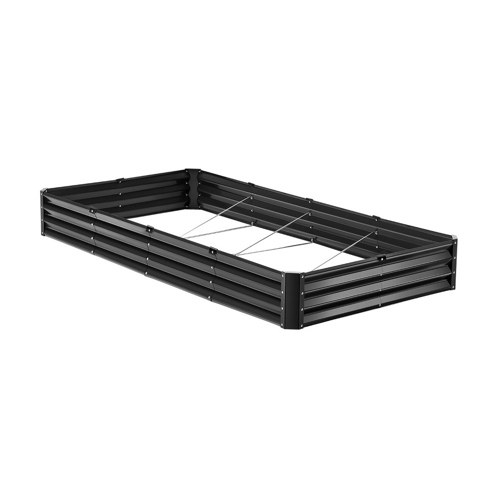 Metal Raised Garden Bed 8x4x1 ft Outdoor Galvanized Planter Box Dark Gray