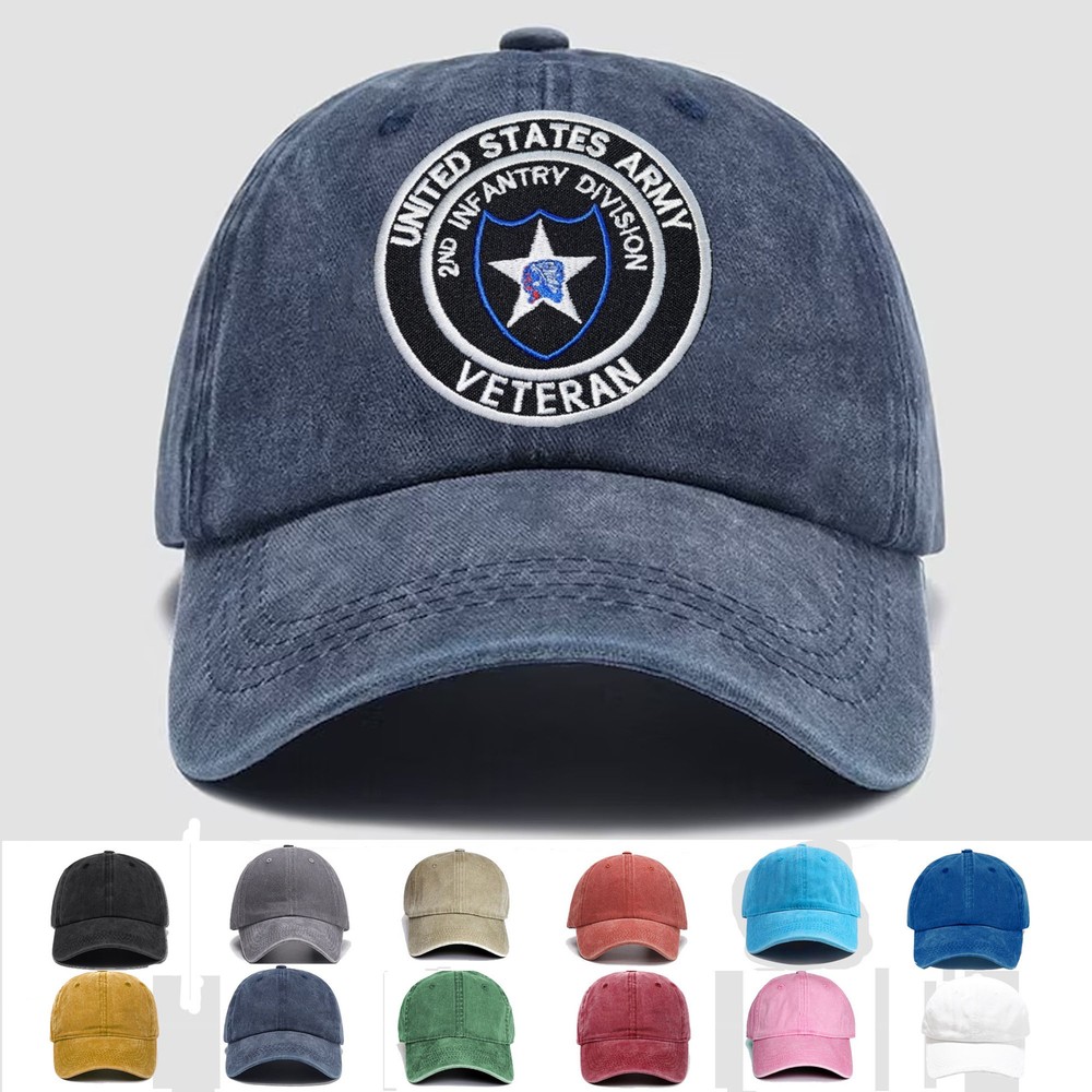 Custom Embroidered Hat US Army 2nd Infantry Division Veteran, Veteran Cap, Gift