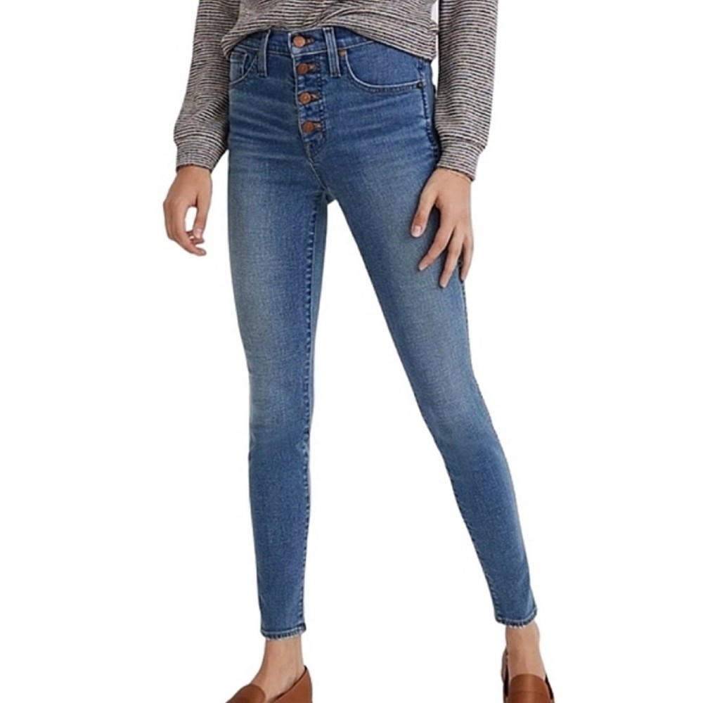 Madewell 10-Inch High Rise Stretch Skinny Jeans with Button Fly and Pockets