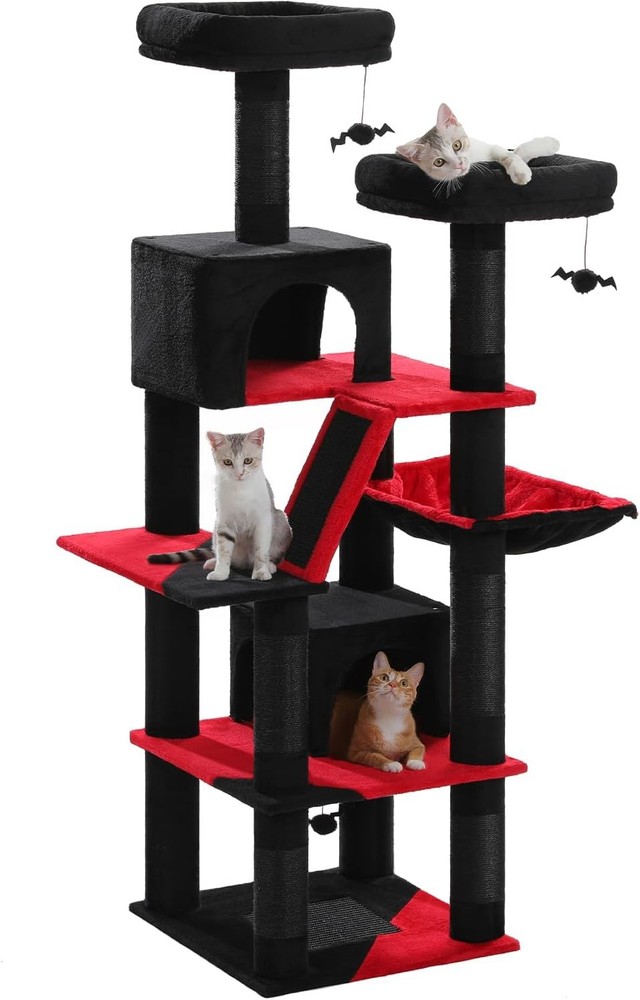 70 Inch Gothic Cat Tree with 2 Condos & Perches for Large Cats