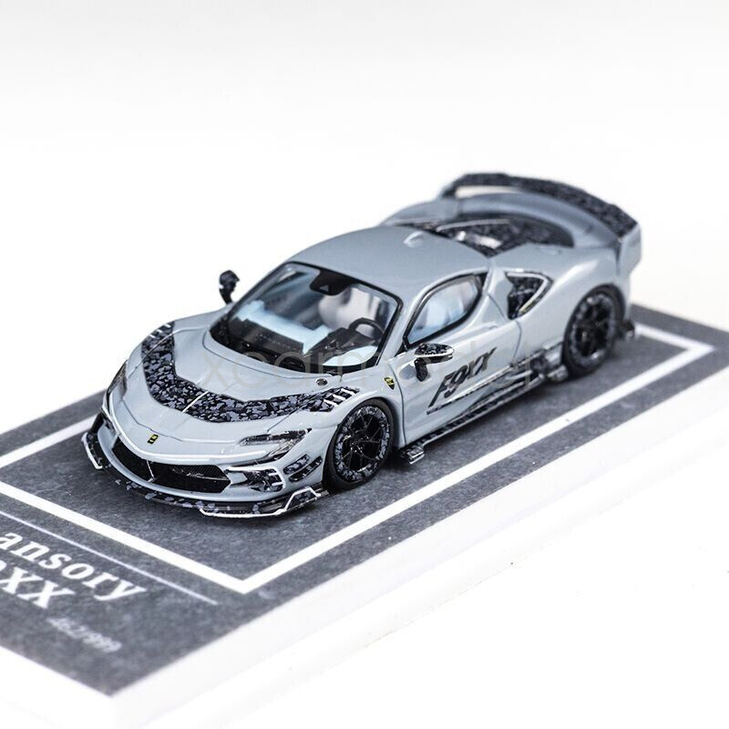 MJ 1:64 Gray Mansory F9XX Racing Sports Model Diecast Metal Car Collection