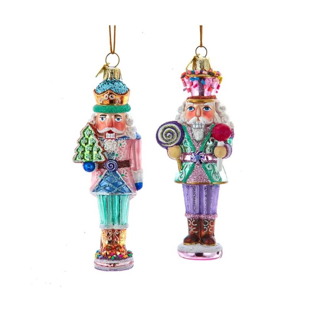 Kurt Adler Noble Gems Glass Nutcracker Christmas Ornaments, Assorted (Pack of 2)