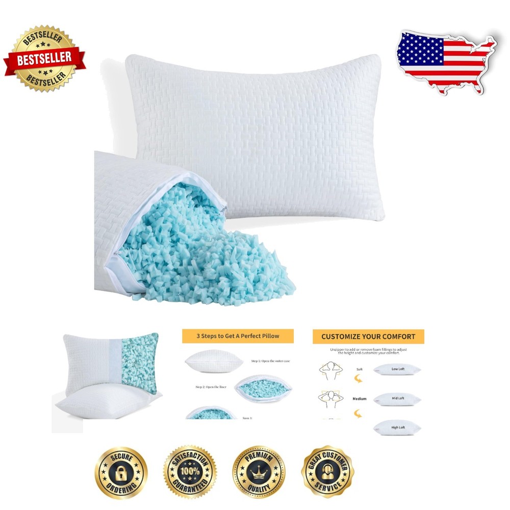 Eco-Friendly 2-Pack Extra Firm Memory Foam Pillows for Ultimate Sleep Comfort