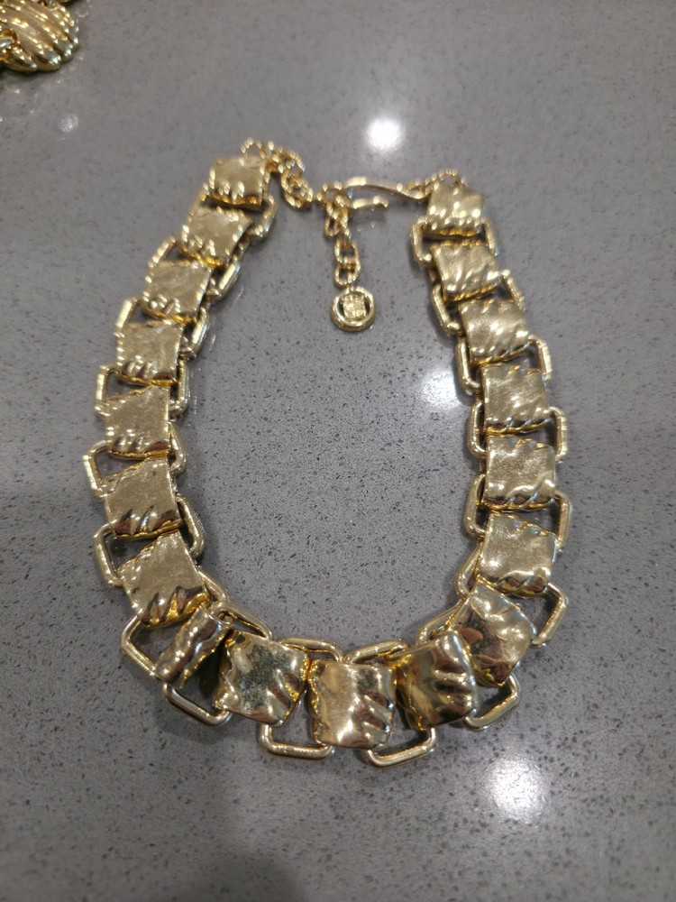 Vintage 80s Givenchy Gold Tone Statement Chunky Link Style Necklace Signed