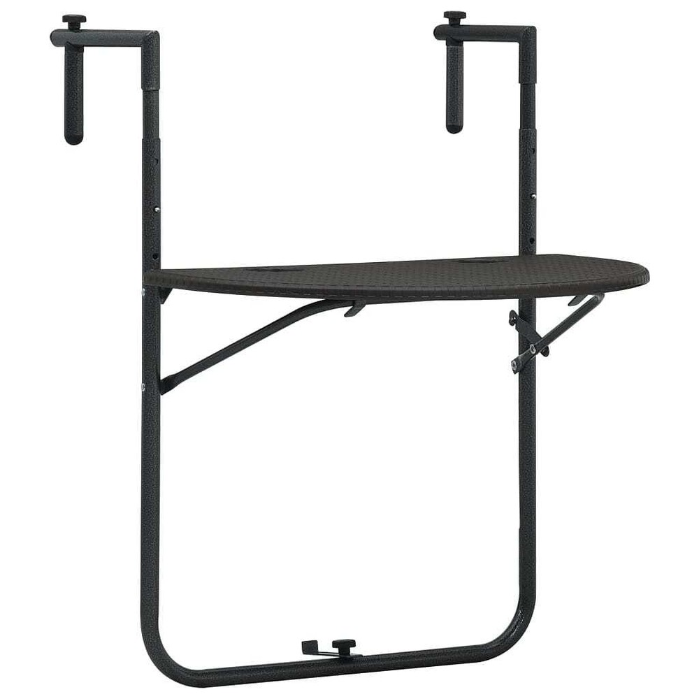 Balcony Table Brown Plastic, Steel Medium Foldable