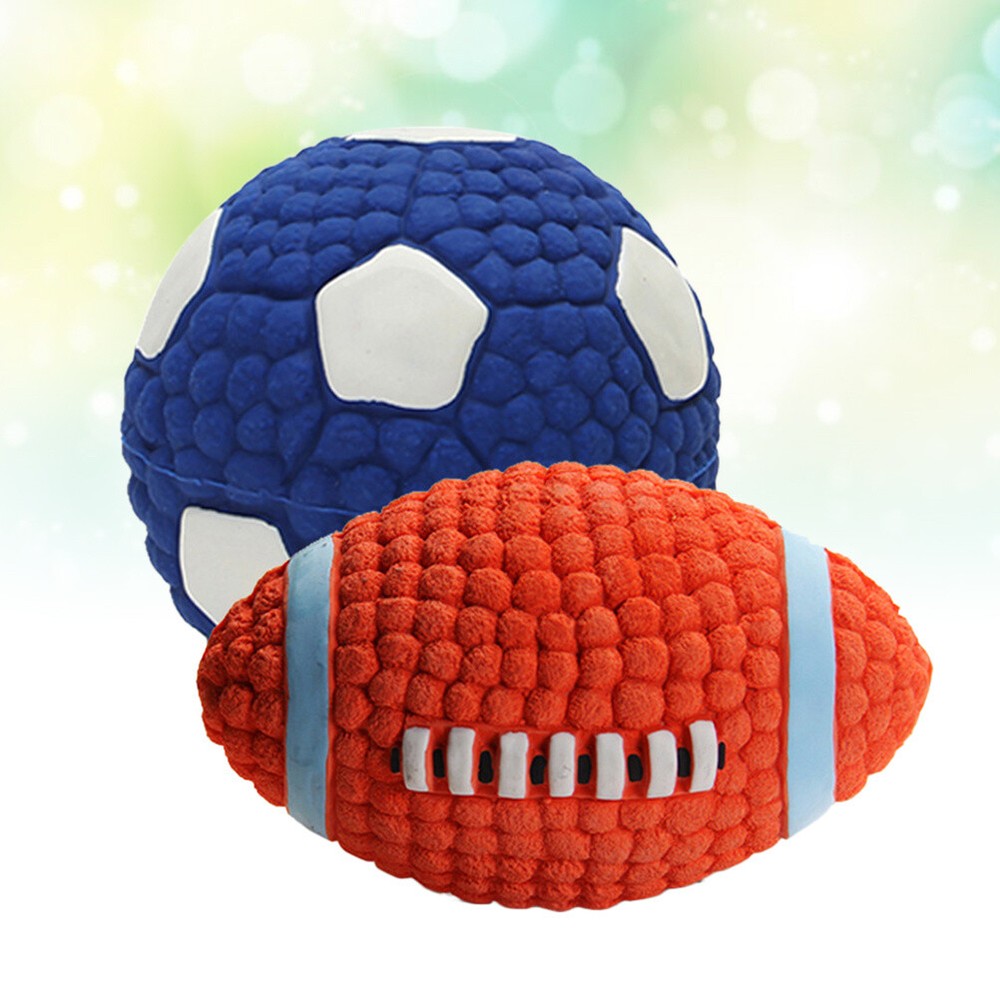 Squeaky Latex Rubber Dog Toy Balls Rugby Soccer Dog Gift Dog Chew Toys