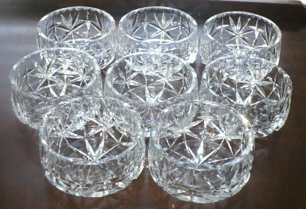 8 Thick Cut Crystal Salad Bowls - Elegant Set for Individual Servings