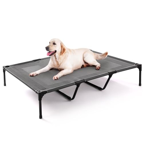 48 Inch Elevated Cooling Dog Bed for Large Breeds Outdoor Indoor Black 48L x 36W x 9H