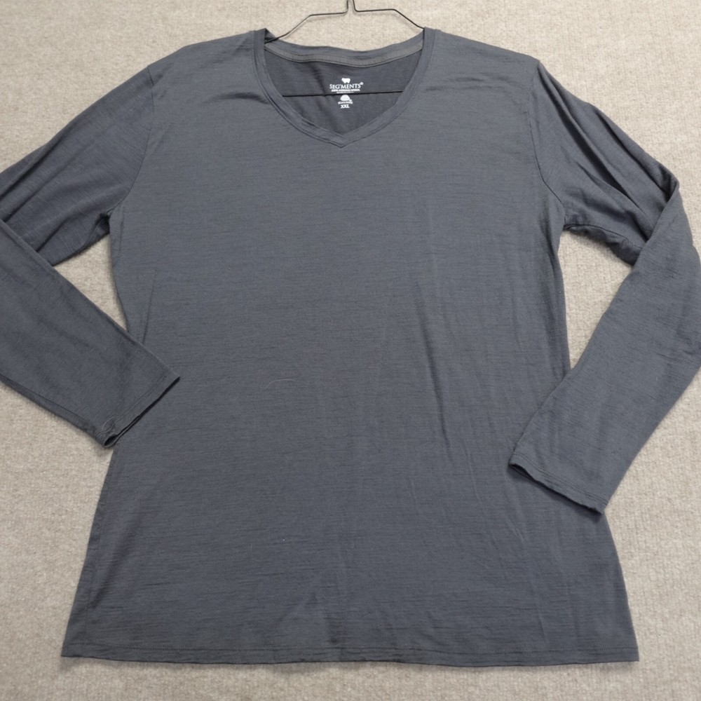 SEG'MENTS Womens Top 2XL Gray Solid V-Neck 100% Merino