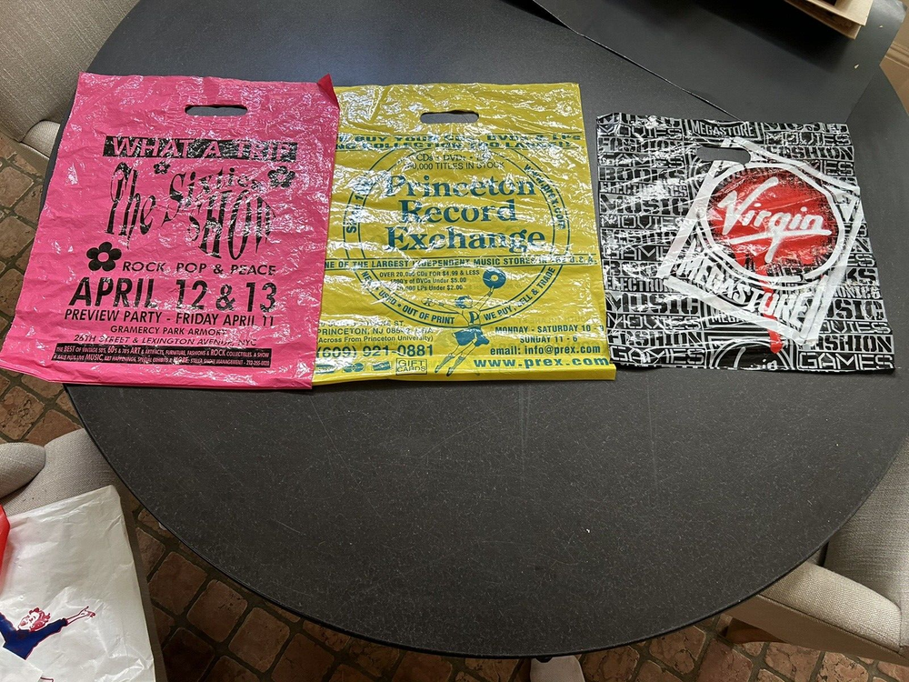 Lot-5 Colony Record Virgin Mega Princeton Record & The 60's Show Plastic Bags