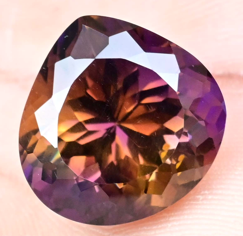 Natural Bi-Color Ametrine 22.50Ct Pear Cut Untreated Certified Flawless Gemstone