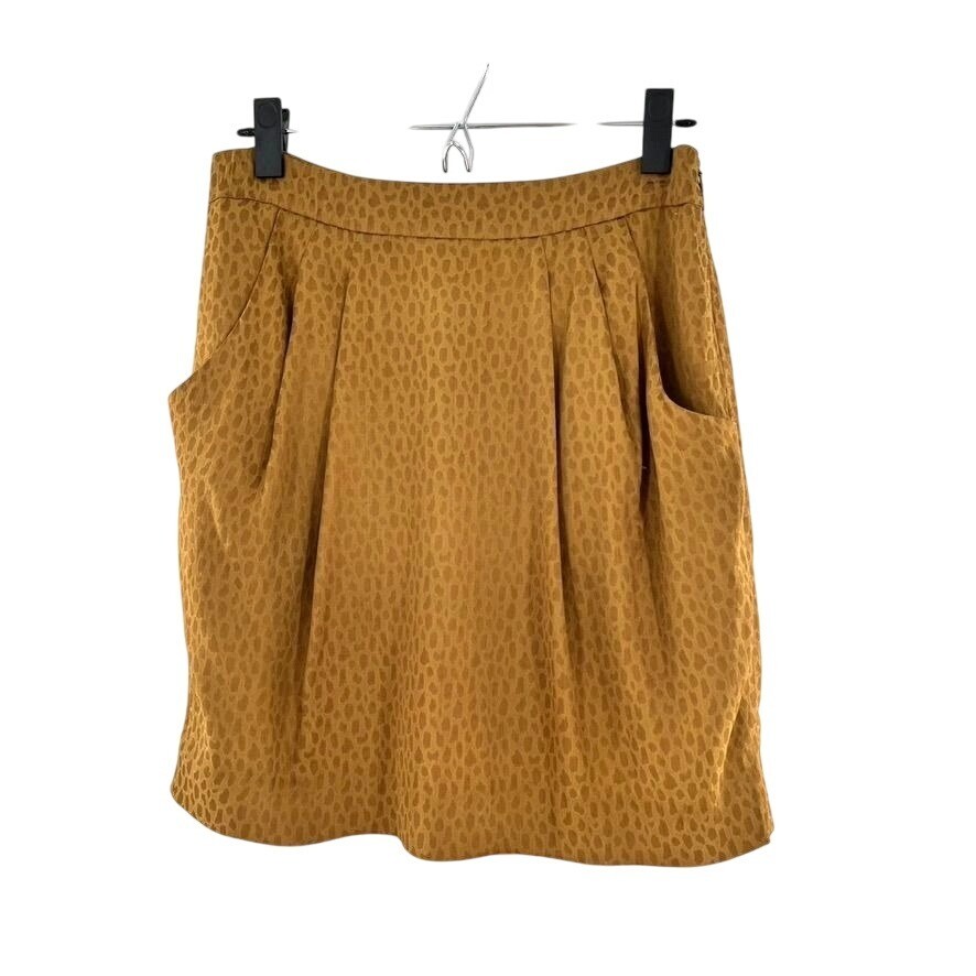 Ann Taylor Animal Print Skirt Womens 4 Gold Mob Wife Modern Classic Work Brunch