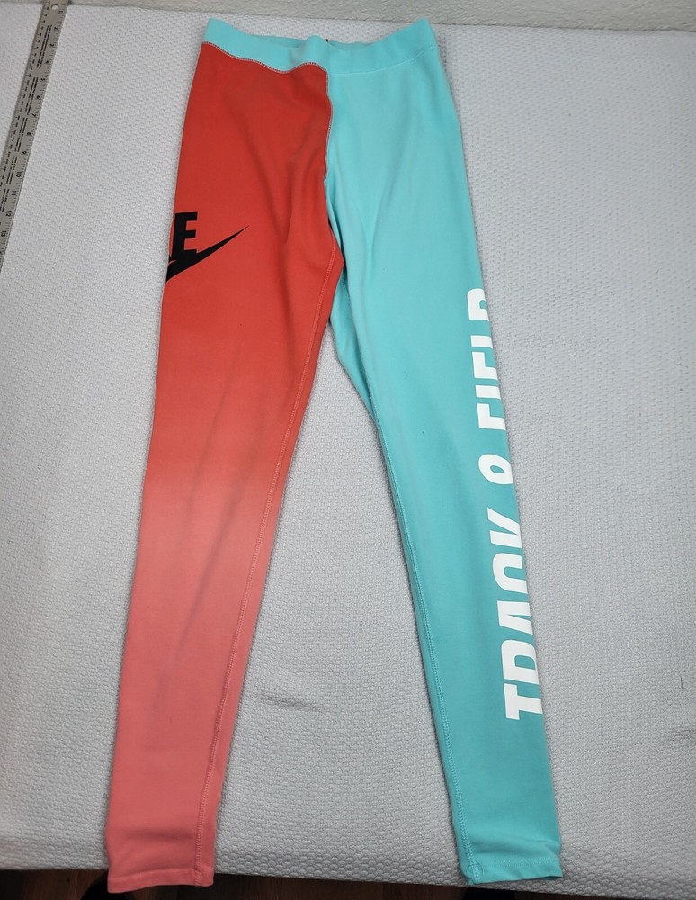 Nike Womens Extra Small Blue Spellout Track Leggings Athleisure