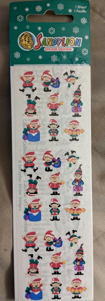 Sealed VINTAGE Sandylion Christmas elves stickers NOS new in package