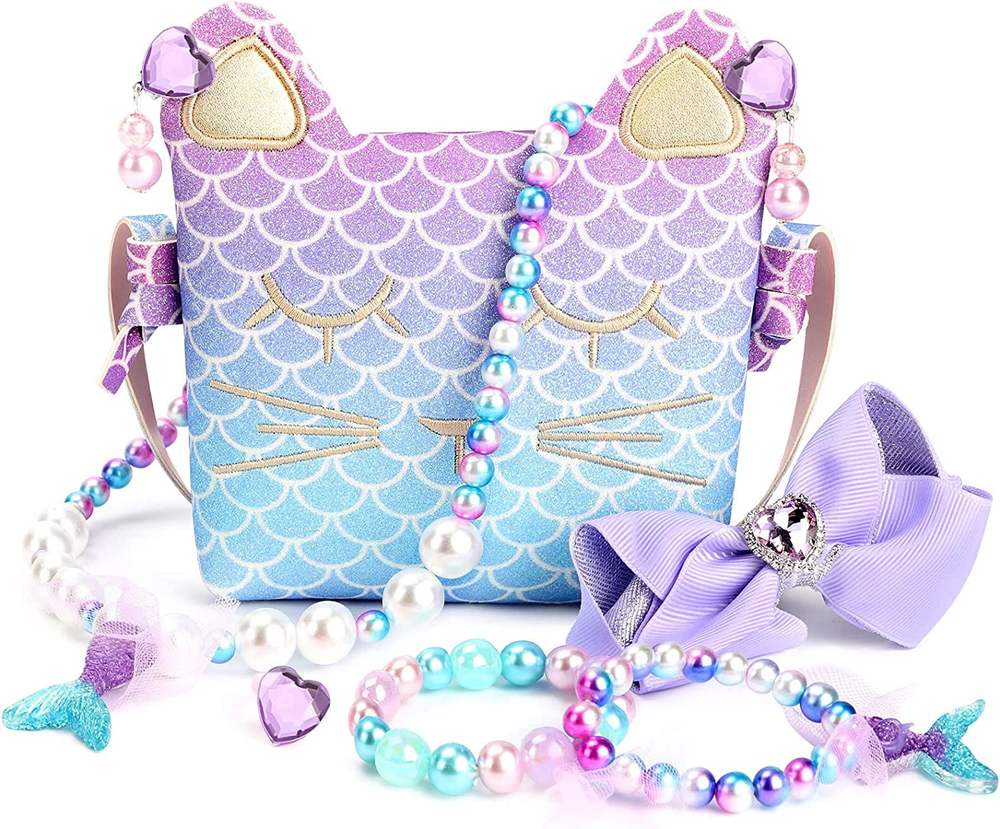 Purse for Little Girls Dress up Jewelry Pretend Play Kids Accessories Mermaid Gi