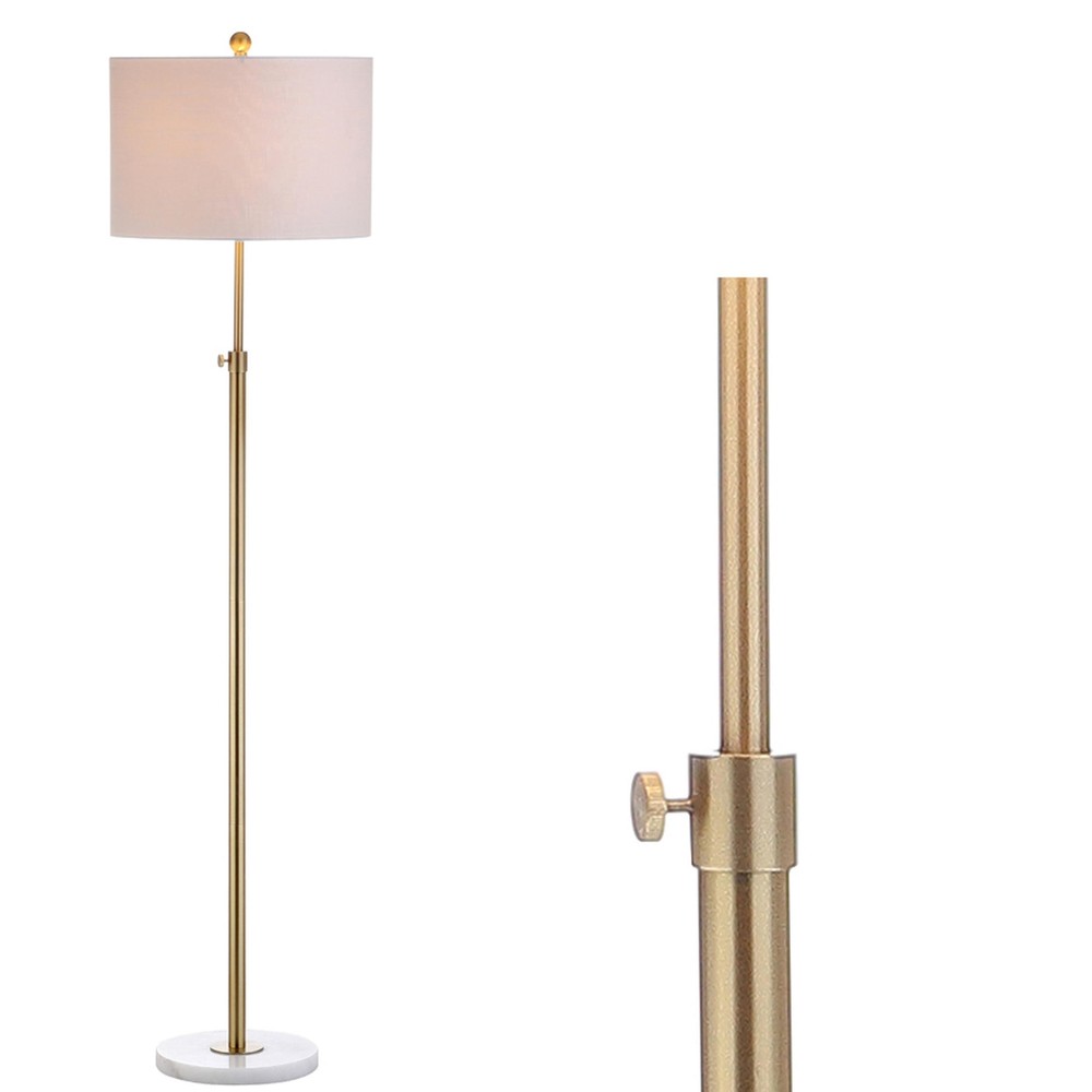 Jonathan Y JYL3022A 65-Inch Adjustable Brass LED Floor Lamp with Metal and Marble Base for Foyer