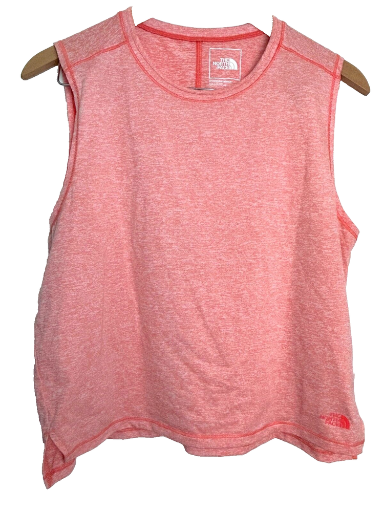 North Face Womens Orange L Crop Sleeveless Wide Strap Tank Base Layer  