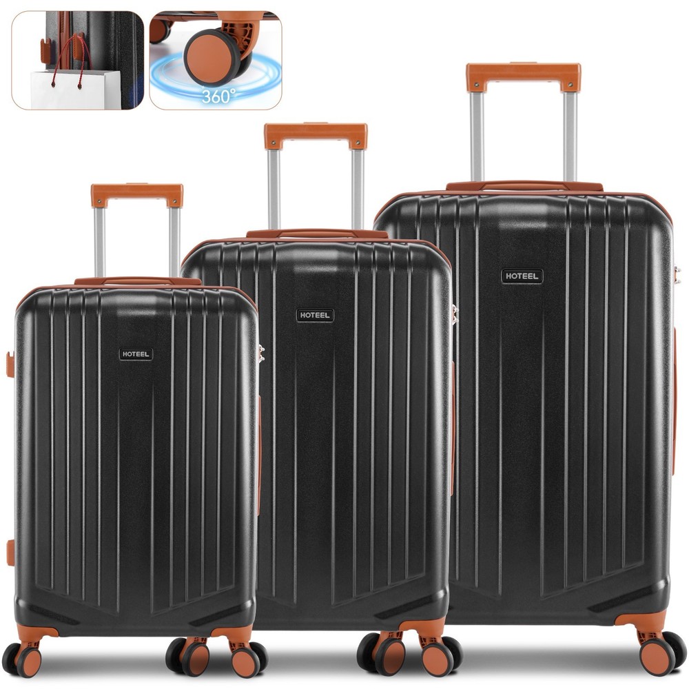 3 Piece Hard Shell Luggage Set with Spinner Wheel ABS+PC Suitcase 20'' 25'' 29''