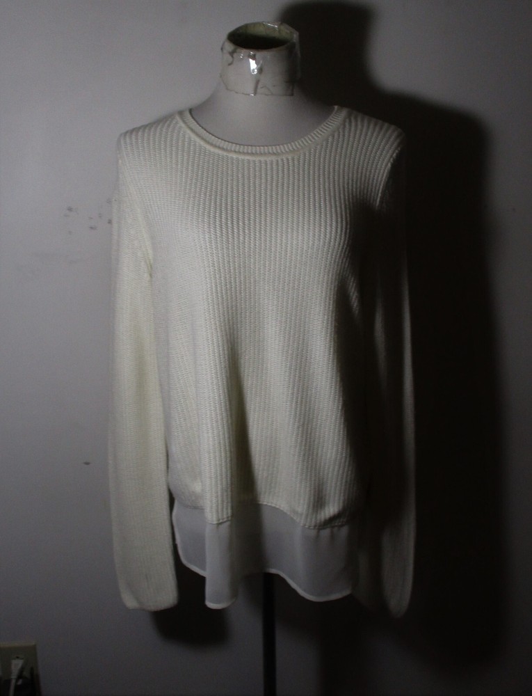 Women's BANANA REPUBLIC White lace Extended Hem Sweater Size M