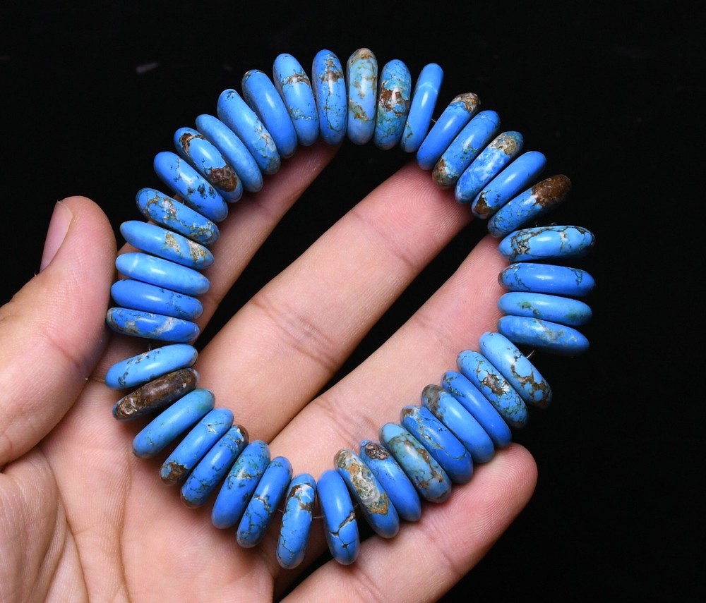 10CM Old Dynasty Natural Turquoise Ping An Buckle Amulet Chain Bracelet