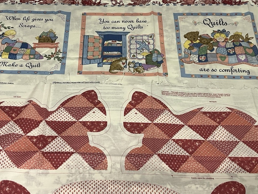 Cat Fabric Cut & Sew Panel Stuffed Animal VIP Cranston Print & Quilt Appliques