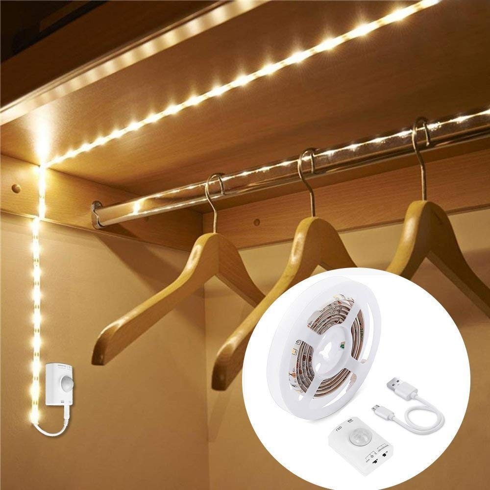 1M Rechargeable Motion Sensor LED Wardrobe Light with 30 Flexible LEDs