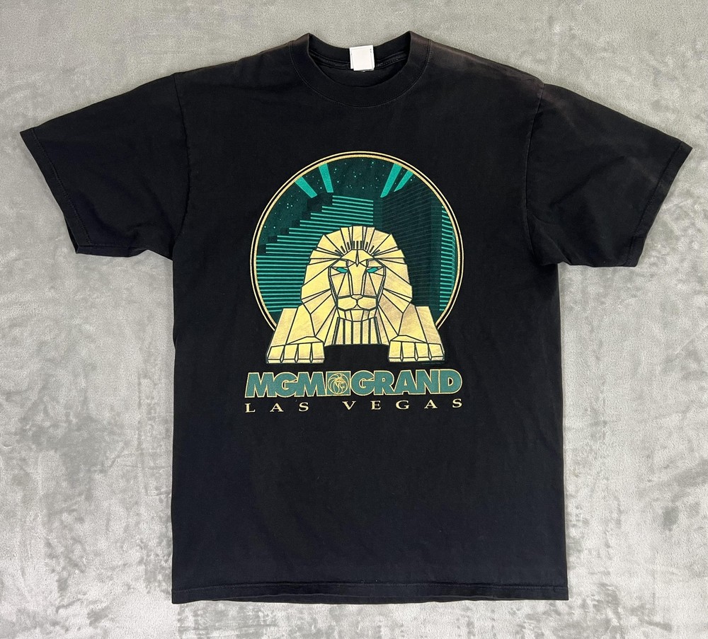VINTAGE MGM Grand Las Vegas Shirt Mens Large 1993 Lion Graphic Made USA 90s