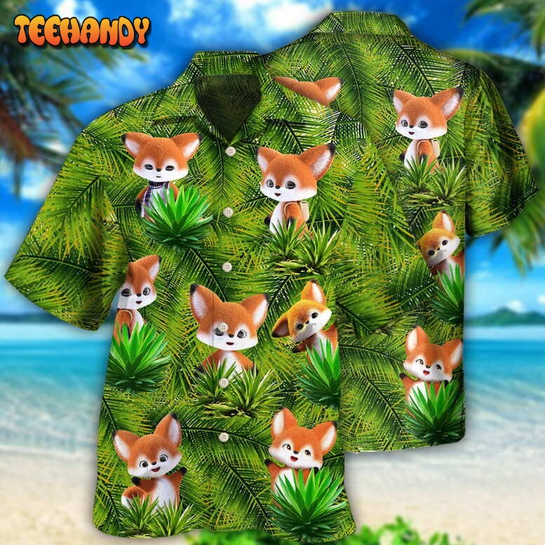 Fox 3D Animator Design Hawaiian Shirt Short Sleeve Summer Beach Casual Wear Available in Sizes S to 5XL