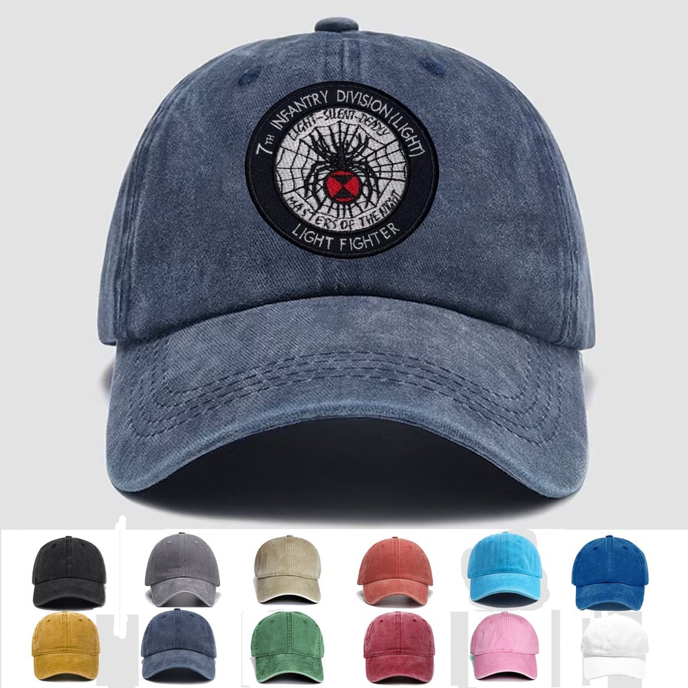 Embroidered Hat US Army 7th Infantry Division Lightfighter 7th Black Widow, Gift