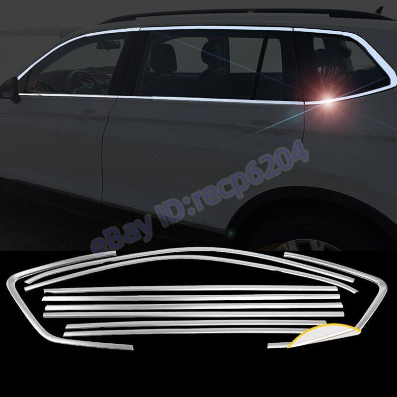 10pcs Stainless Steel Car Window Sill Trim For Volkswagen VW Tiguan 2018-2021