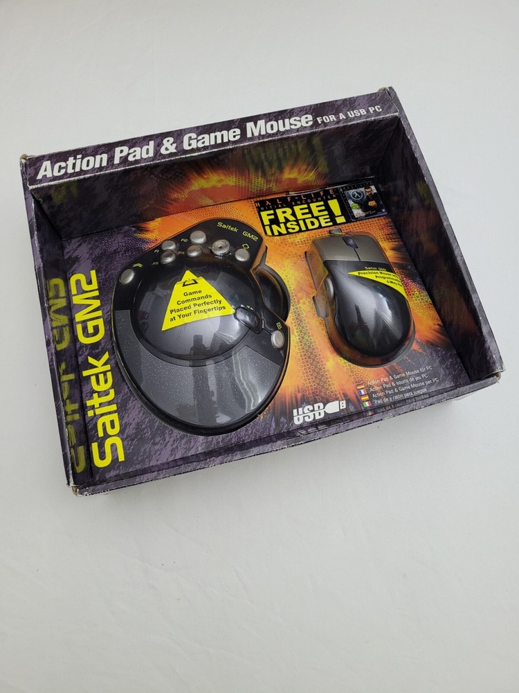 1999 Saitek GM2 Action Pad & Mouse PC USB New In Original Package No Game