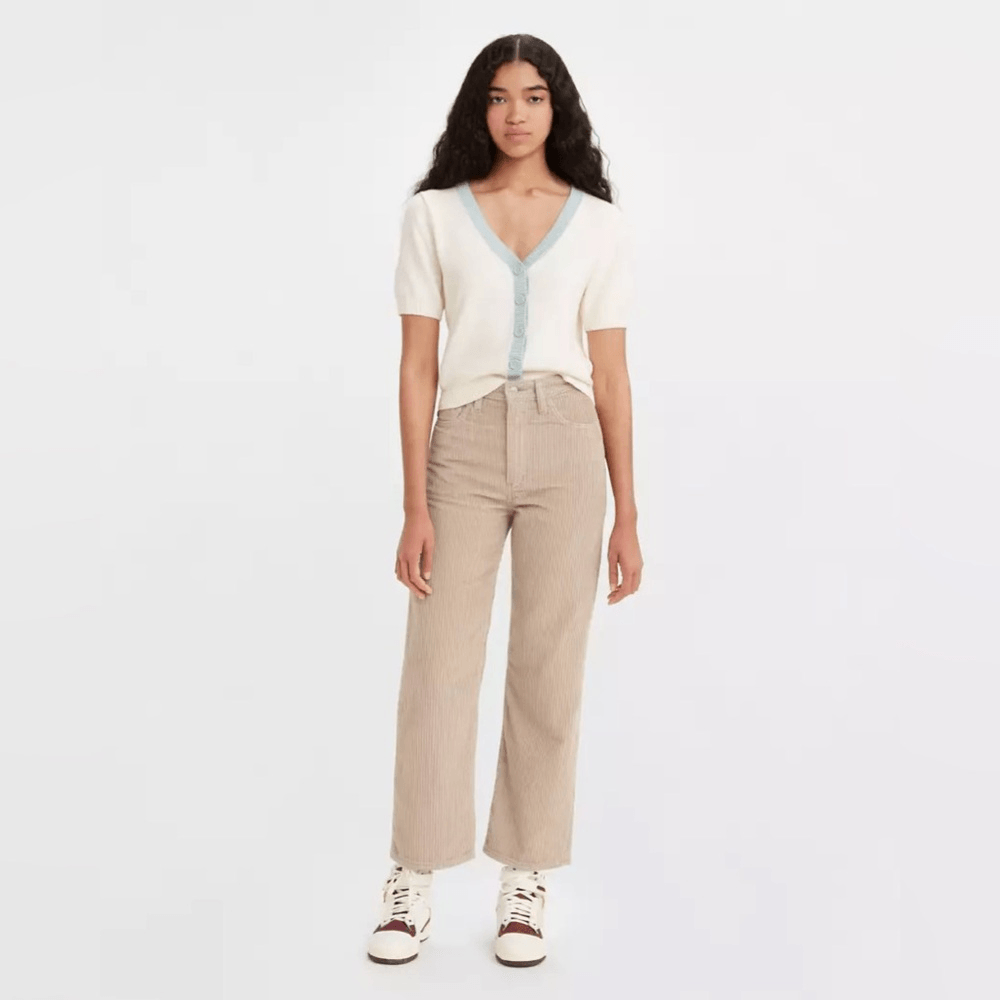 Levi's Corduroy Ribcage Straight Ankle Pants Women Size 26 Granola Brown