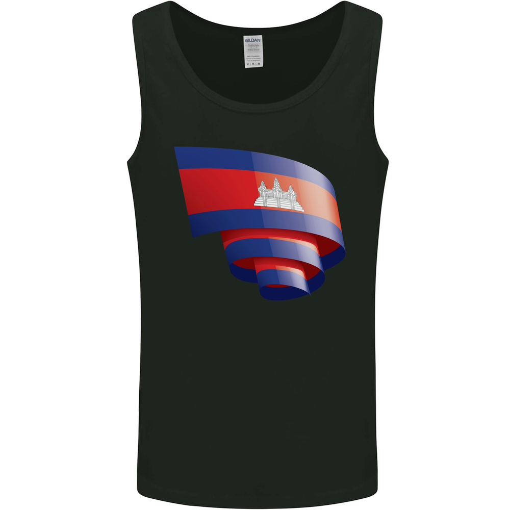 Curled Cambodia Flag Cambodian Day Football Mens Vest Tank Top